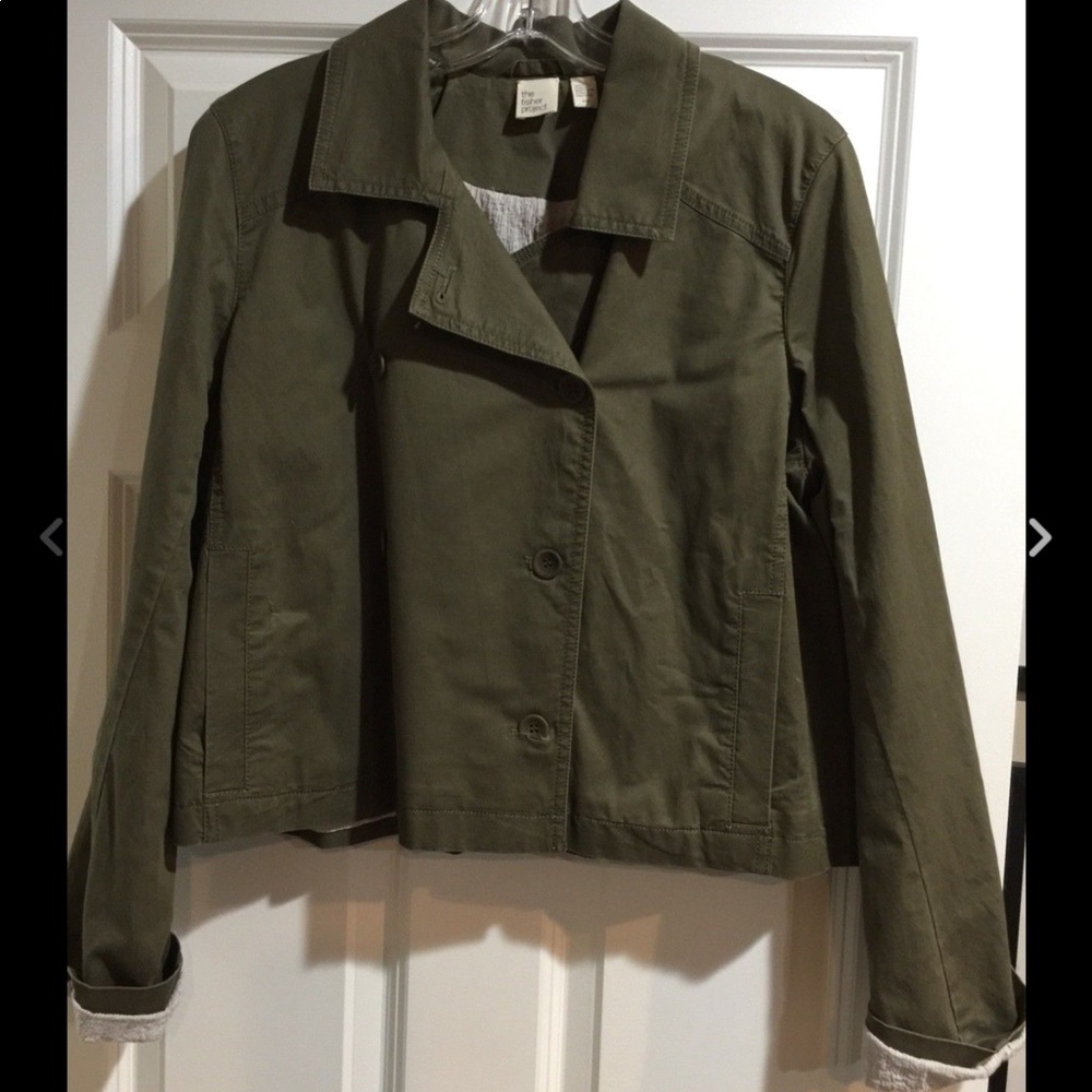 🌟EILEEN FISHER Project Dbl Brst Olive Crop Jacket